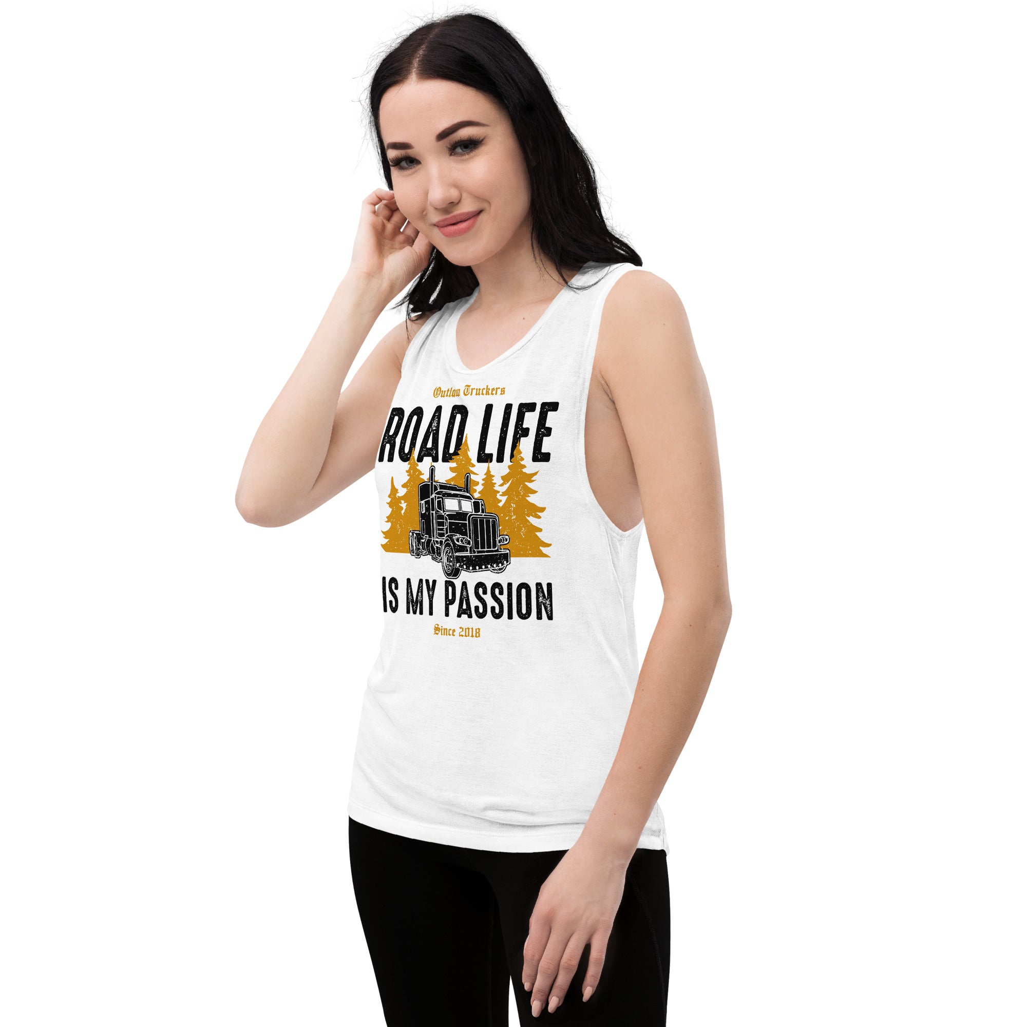 Ladies’ Muscle Tank Shirt "Road life is my passion"