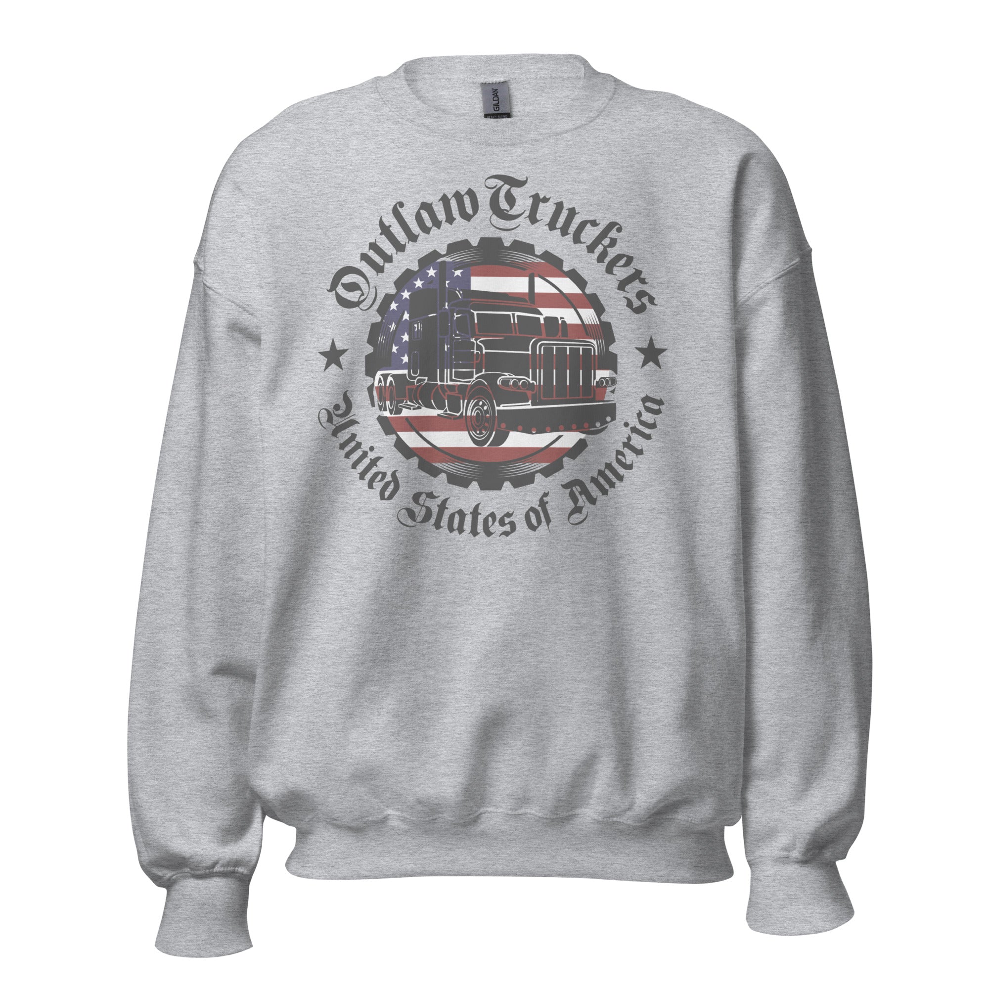 Unisex Sweatshirt Grau/Weiß "Outlaw Truckers USA"