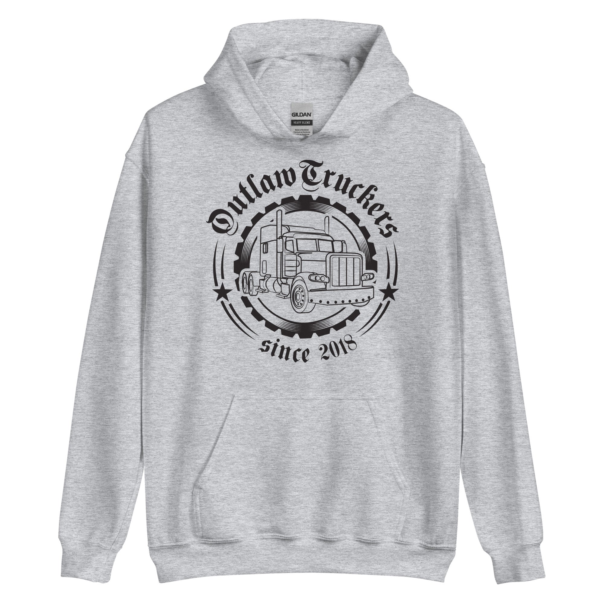 Unisex Hoodie "Outlaw Truckers" Grau/Weiß