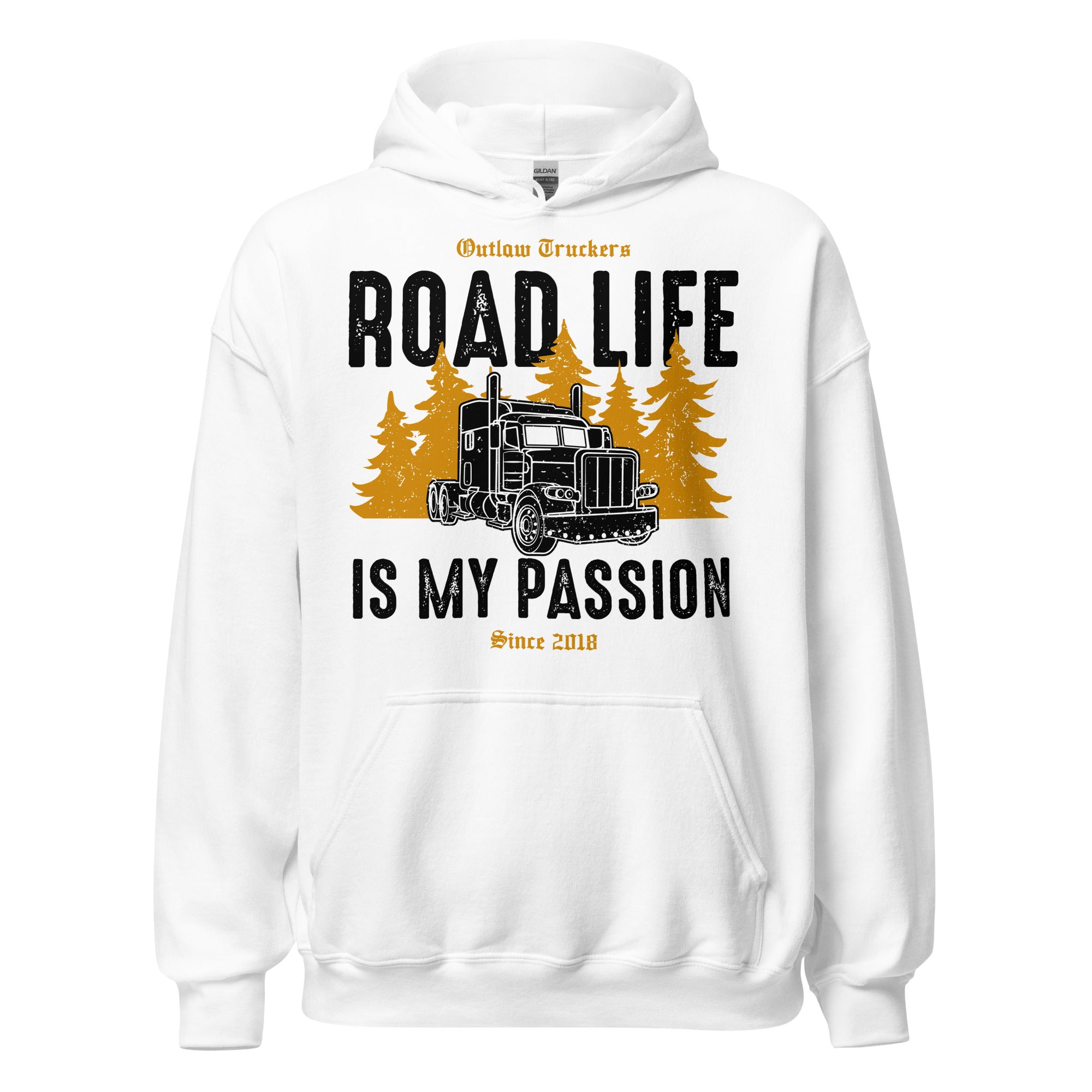 Unisex Hoodie Weiß "Road life is my passion"