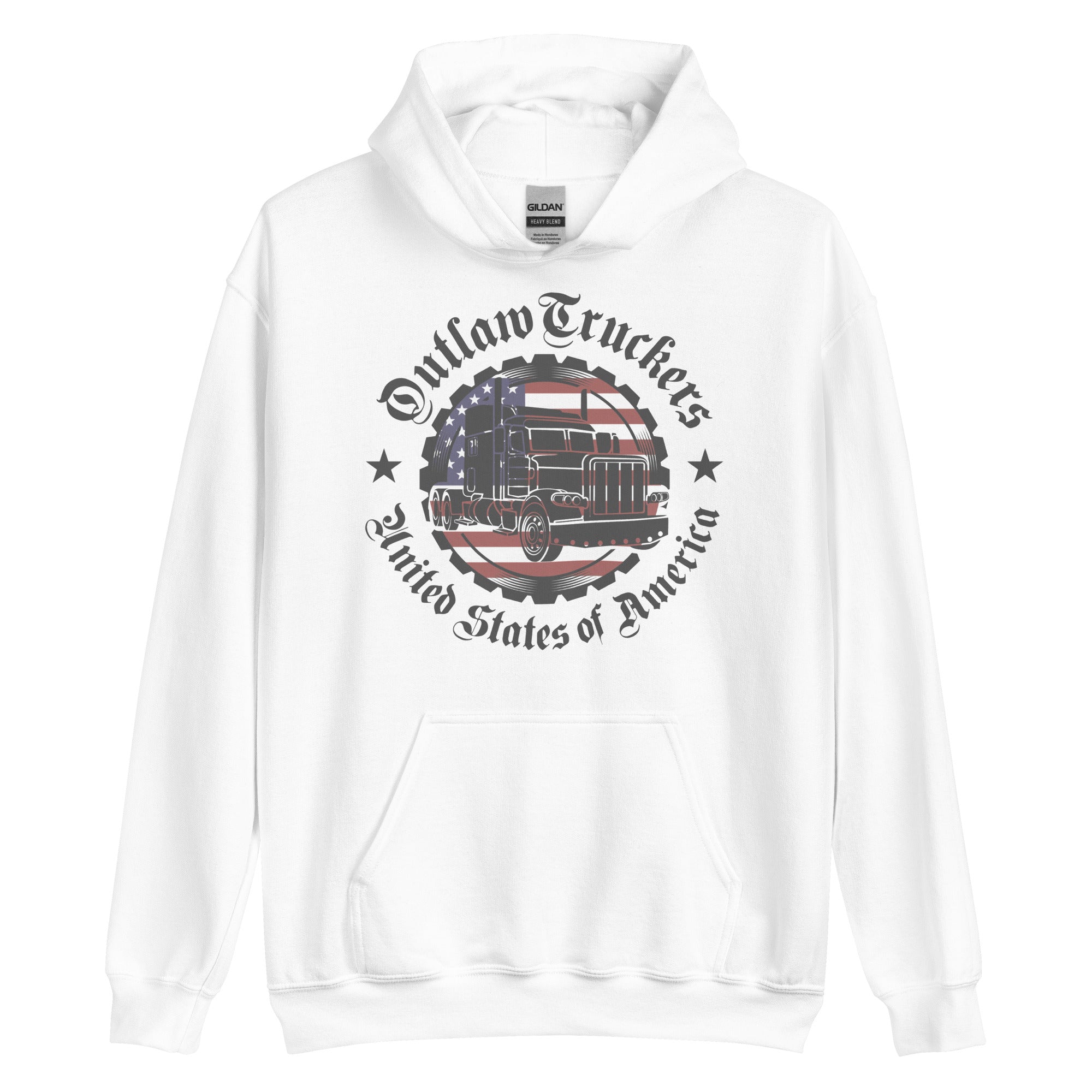 Unisex Hoodie "Outlaw Truckers USA" Grau/Weiß