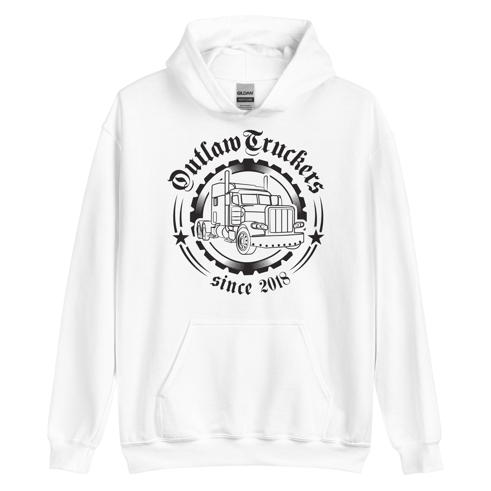 Unisex Hoodie "Outlaw Truckers" Grau/Weiß