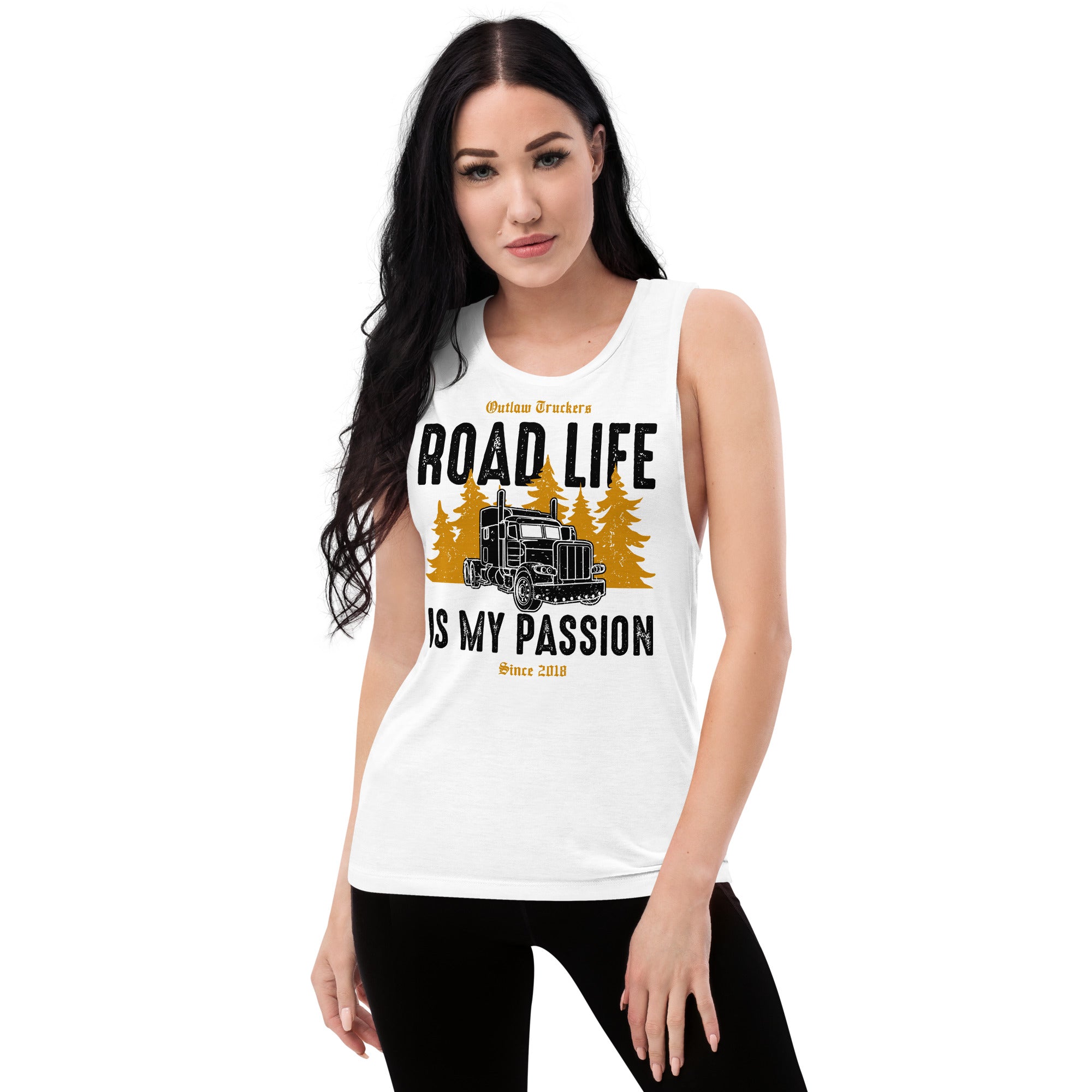 Ladies’ Muscle Tank Shirt "Road life is my passion"